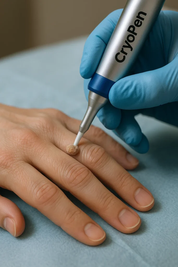 example of cryopen wart removal Lutterworth treatment on a persons finger