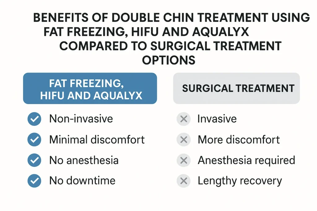 Graphic about the benefits of double chin treatment Lutterworth - from LA LIPO