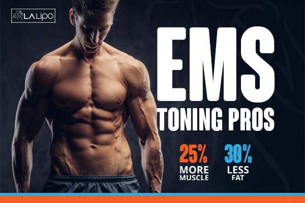 Graphic of man with toned body showing the benefits of LA-EMS Body Sculpting Lutterworth treatment